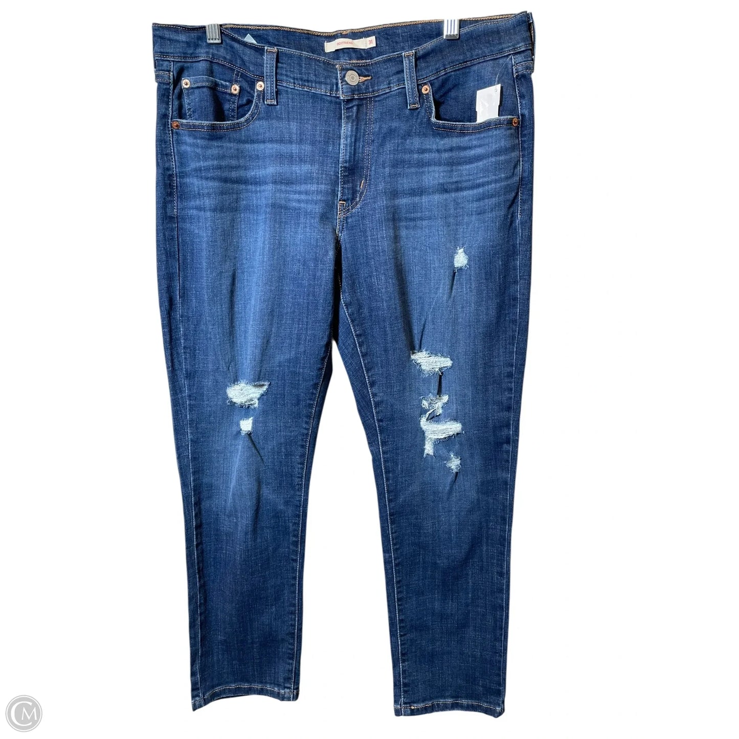 Jeans Boyfriend By Levis In Blue Denim, Size: 12