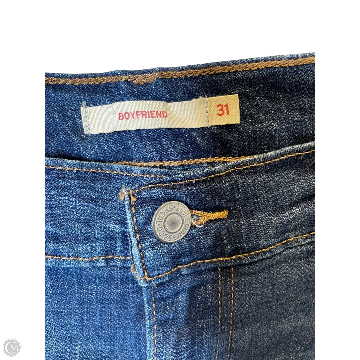 Jeans Boyfriend By Levis In Blue Denim, Size: 12