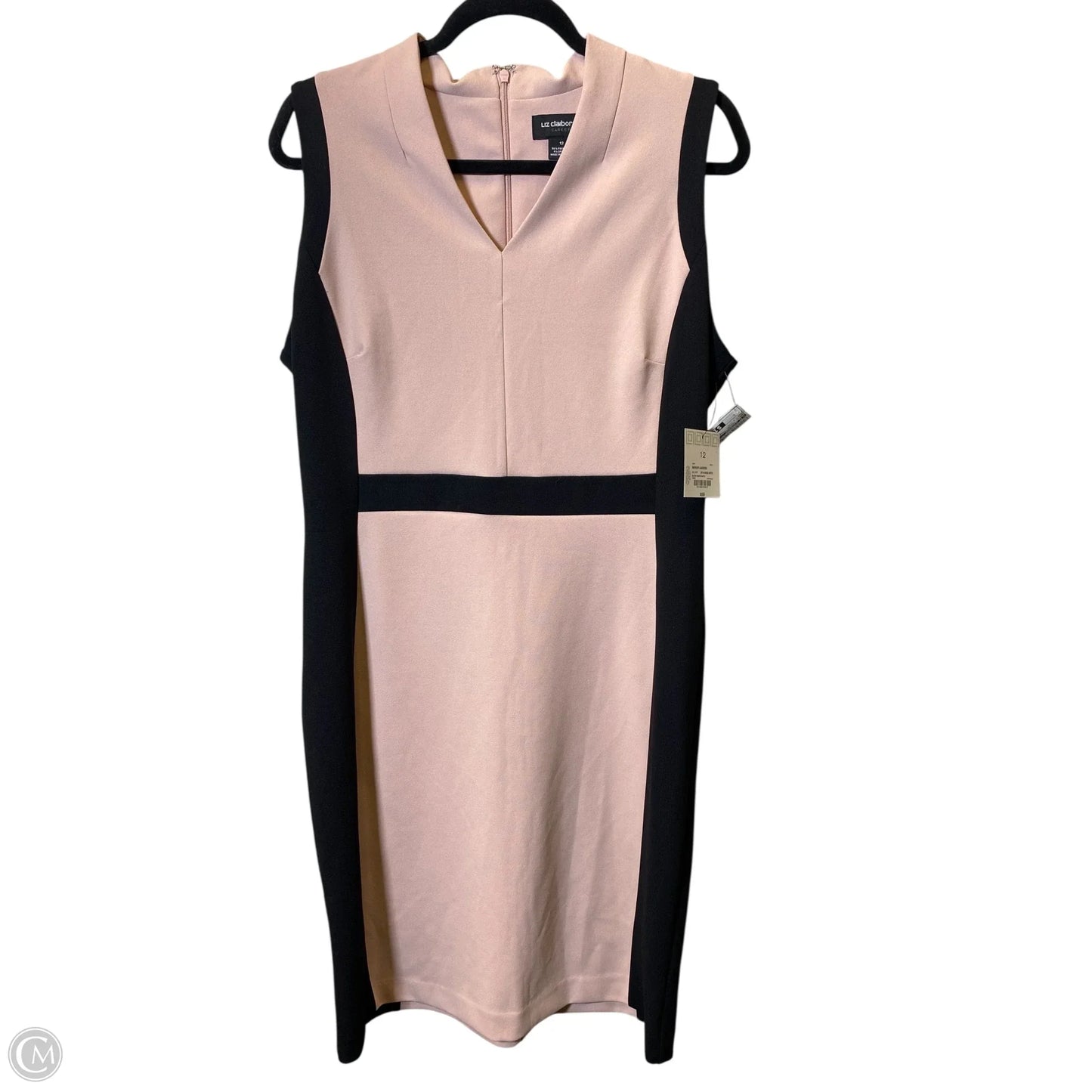 Dress Casual Midi By Liz Claiborne In Black & Pink, Size: L