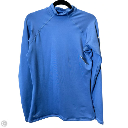 Athletic Top Long Sleeve Collar By Nike In Blue, Size: L