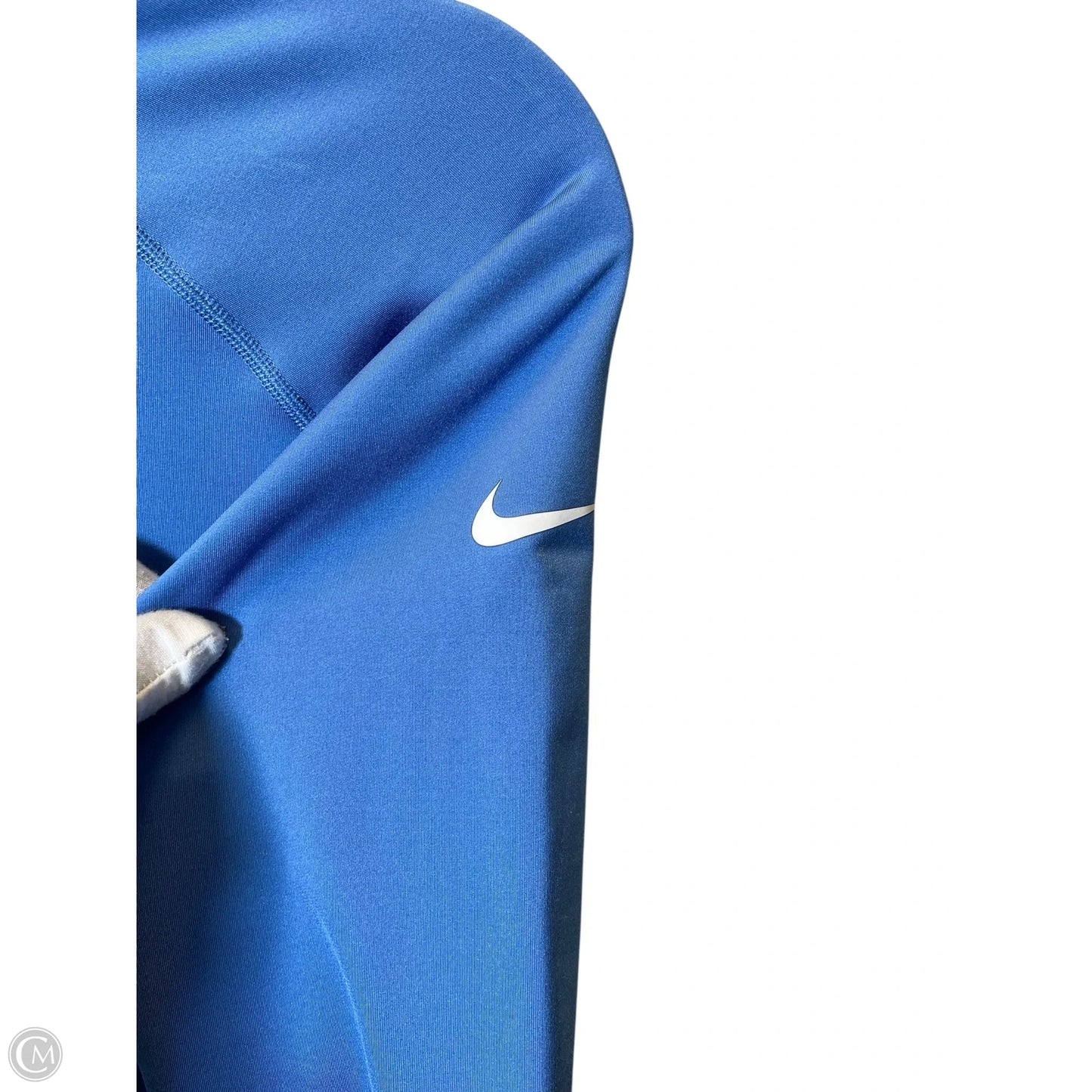 Athletic Top Long Sleeve Collar By Nike In Blue, Size: L