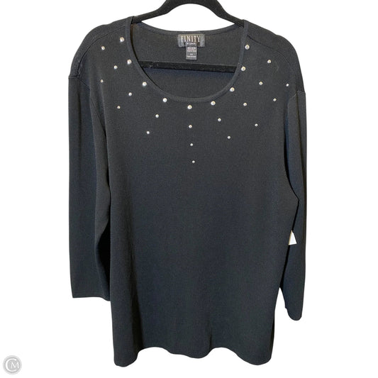 Top Long Sleeve By Finity In Black & Silver, Size: 2x
