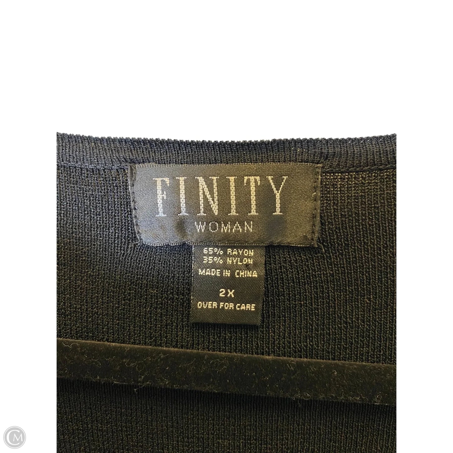 Top Long Sleeve By Finity In Black & Silver, Size: 2x