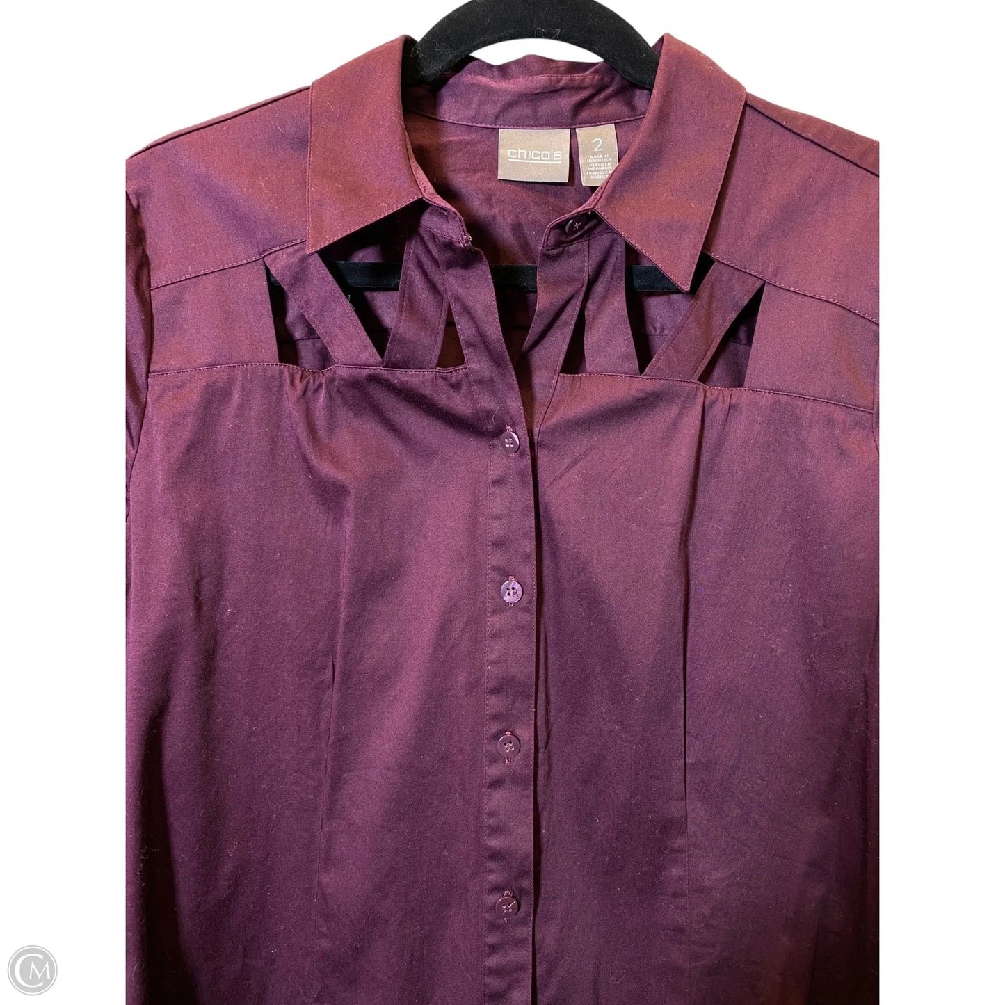 Top Long Sleeve By Chicos In Maroon, Size: L
