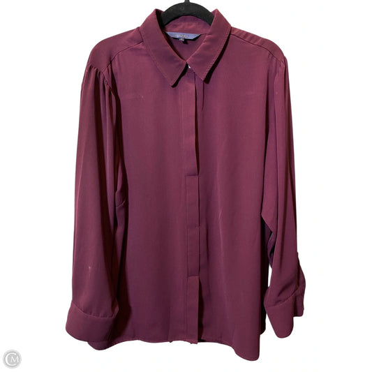Blouse Long Sleeve By Rachel Roy In Maroon, Size: 2x
