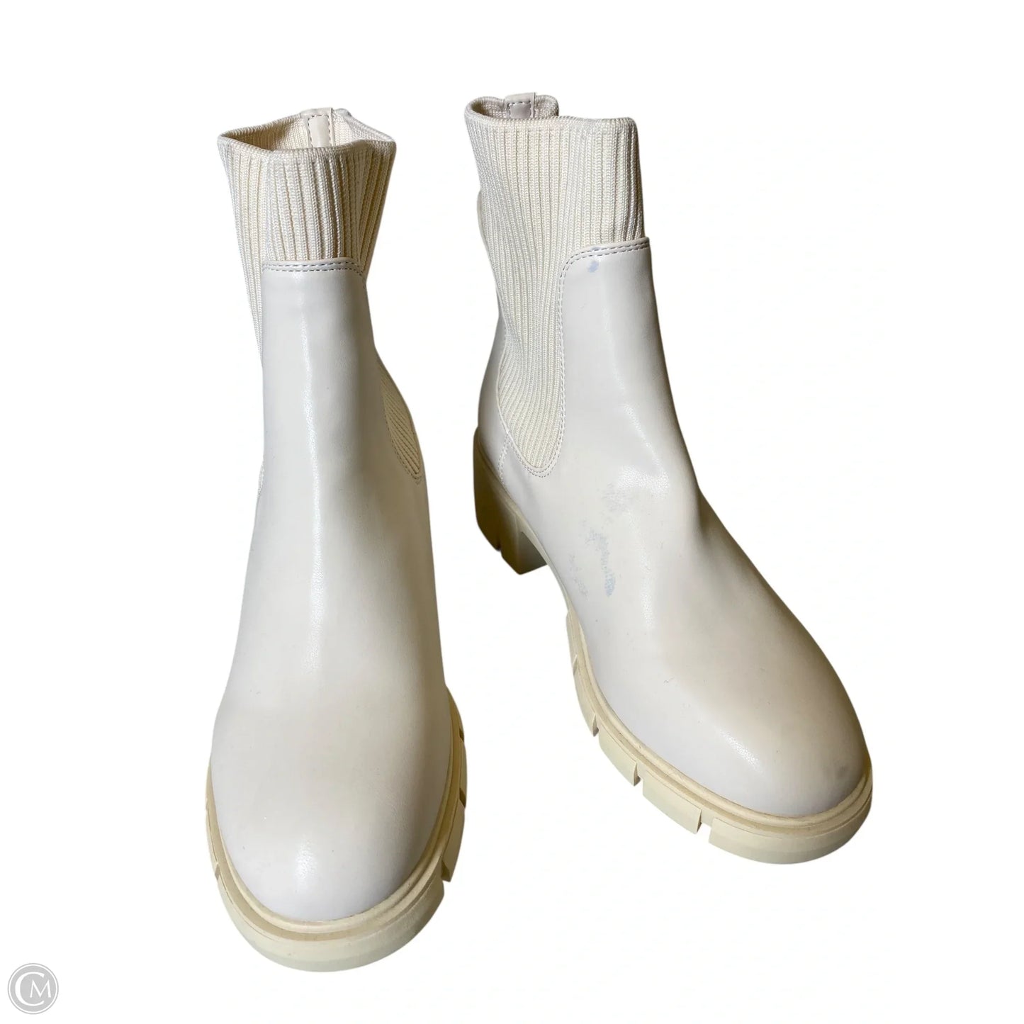 Boots Mid-calf Heels By Clothes Mentor In Cream, Size: 8