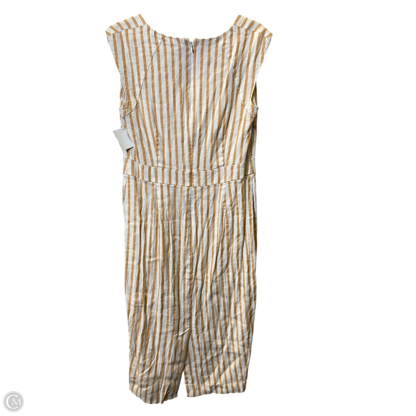 Dress Casual Midi By Boden In White & Yellow, Size: 8