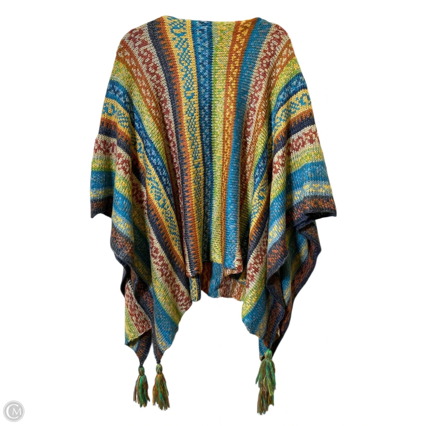 Poncho By Clothes Mentor In Multi-colored