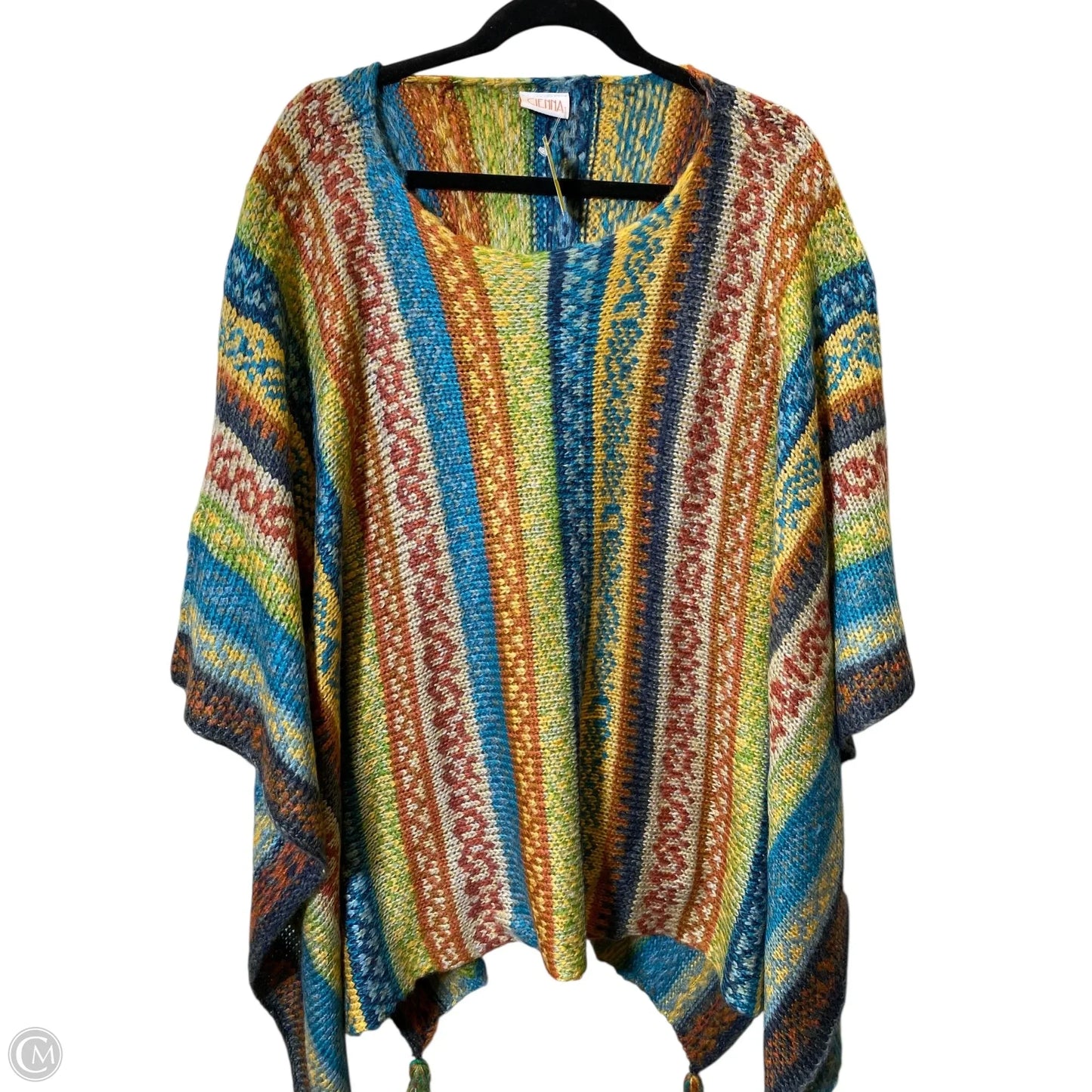 Poncho By Clothes Mentor In Multi-colored