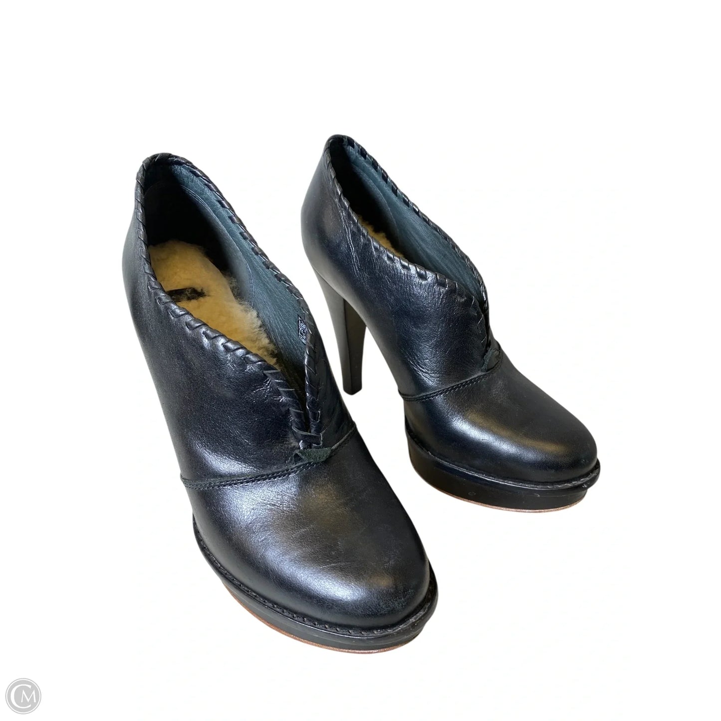 Boots Heels Designer By Ugg In Black, Size: 8.5