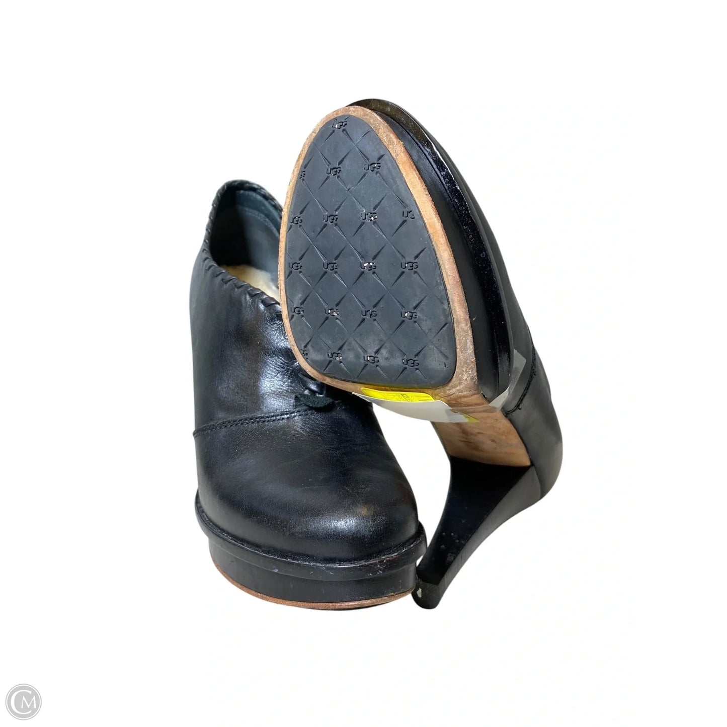 Boots Heels Designer By Ugg In Black, Size: 8.5