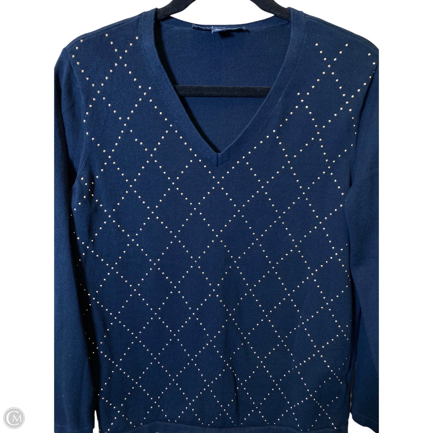 Sweater By Tommy Hilfiger In Blue & Gold, Size: L