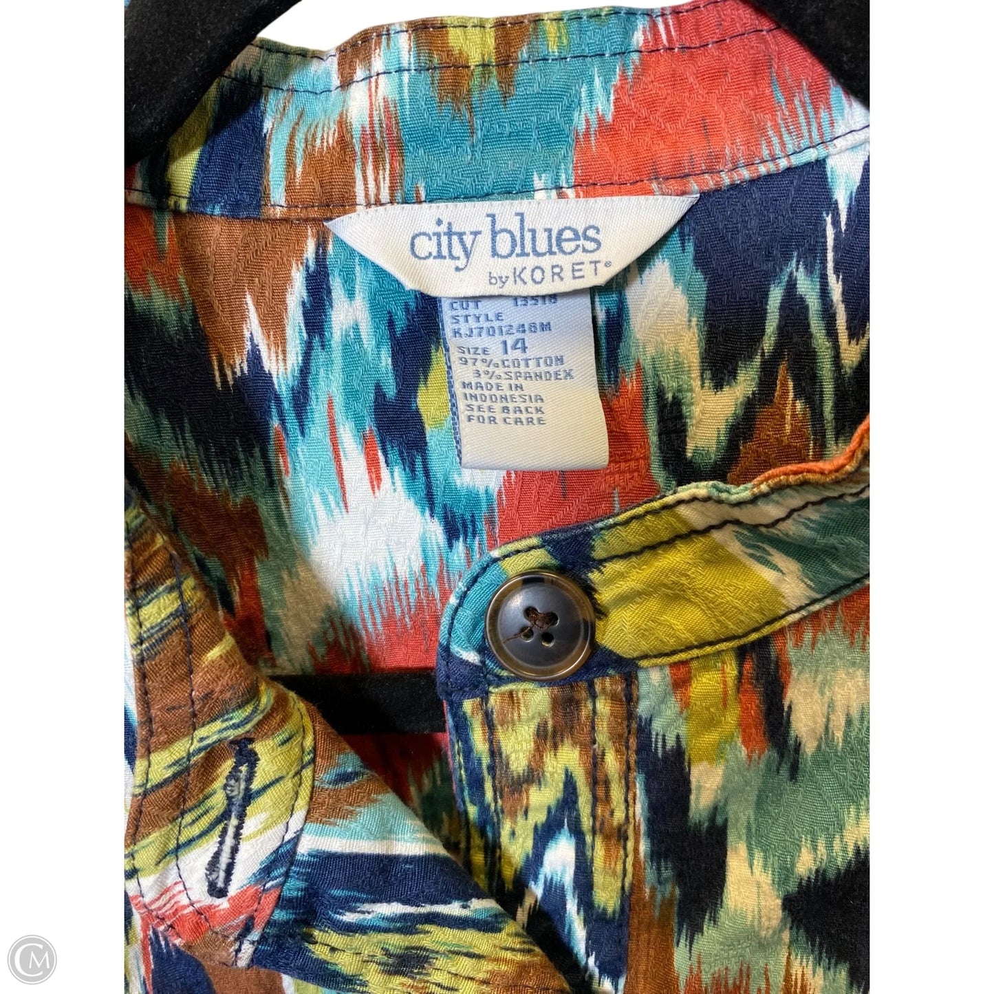 Blouse Long Sleeve By Koret In Multi-colored, Size: 14