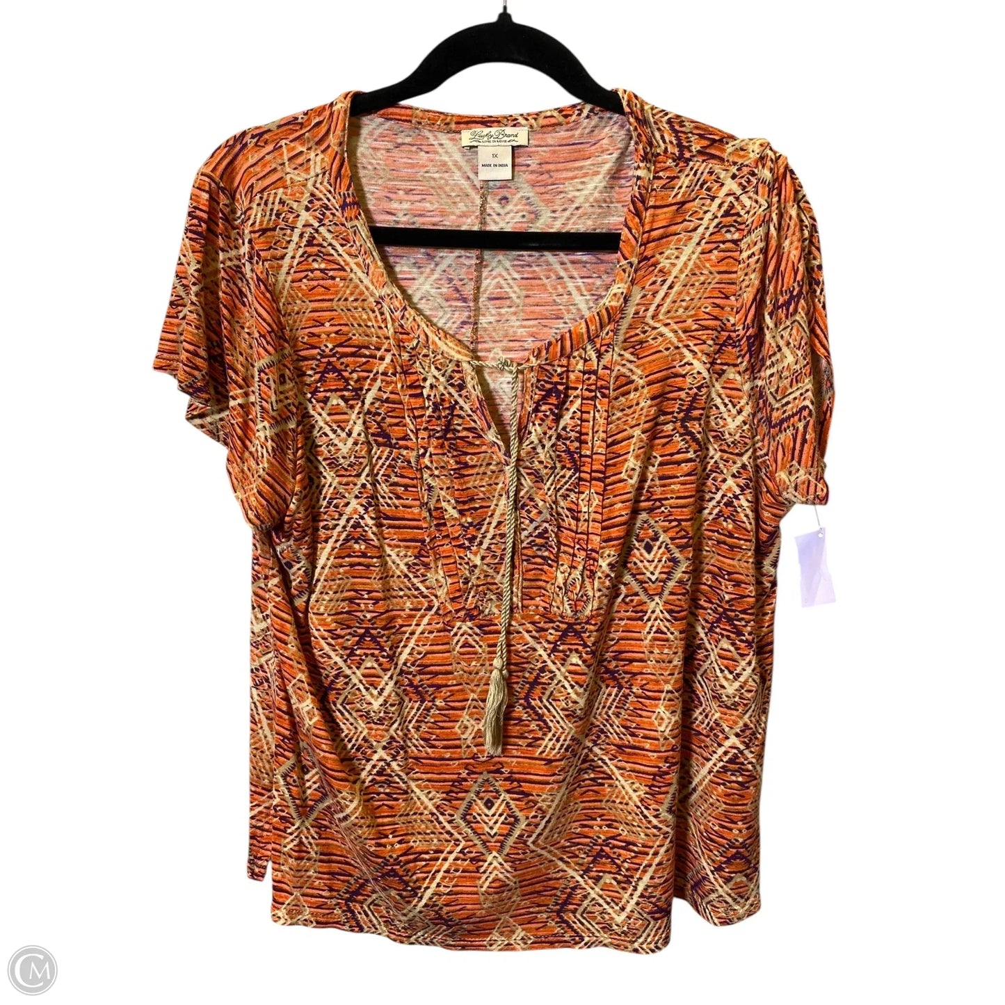 Top Short Sleeve By Lucky Brand In Orange, Size: 1x
