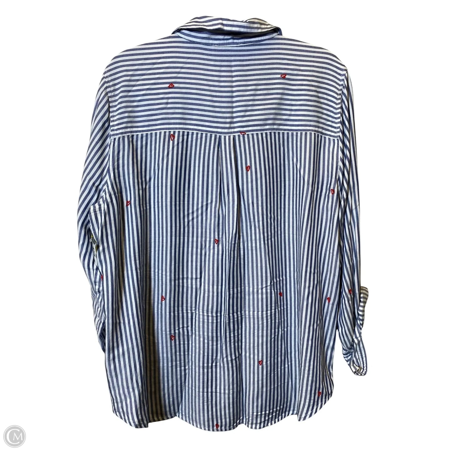 Blouse Long Sleeve By Beachlunchlounge In Striped Pattern, Size: Xl