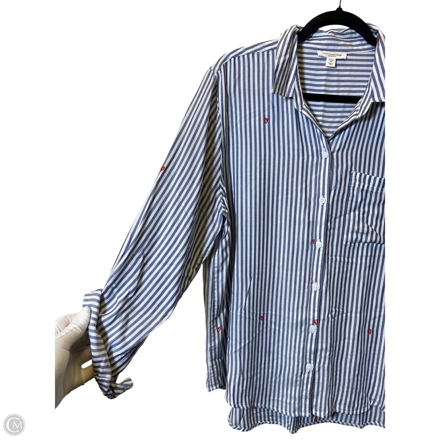 Blouse Long Sleeve By Beachlunchlounge In Striped Pattern, Size: Xl