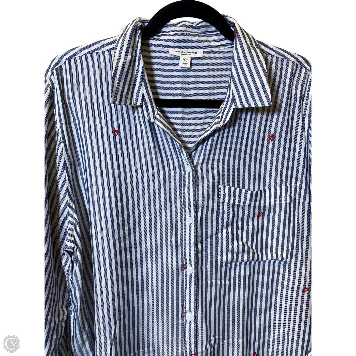 Blouse Long Sleeve By Beachlunchlounge In Striped Pattern, Size: Xl