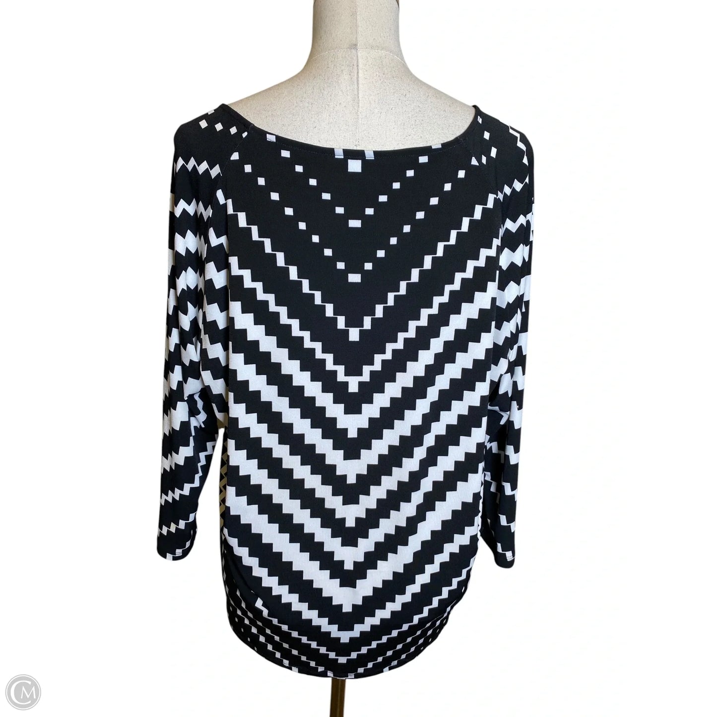Top Long Sleeve By Chicos In Black & White, Size: L
