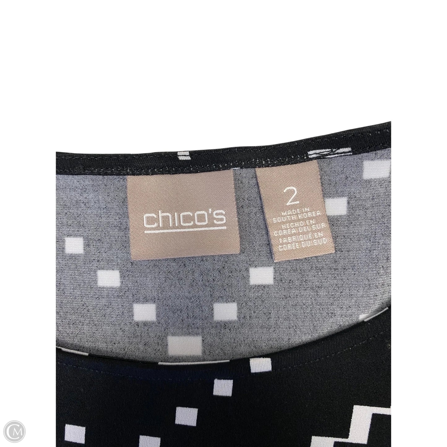 Top Long Sleeve By Chicos In Black & White, Size: L