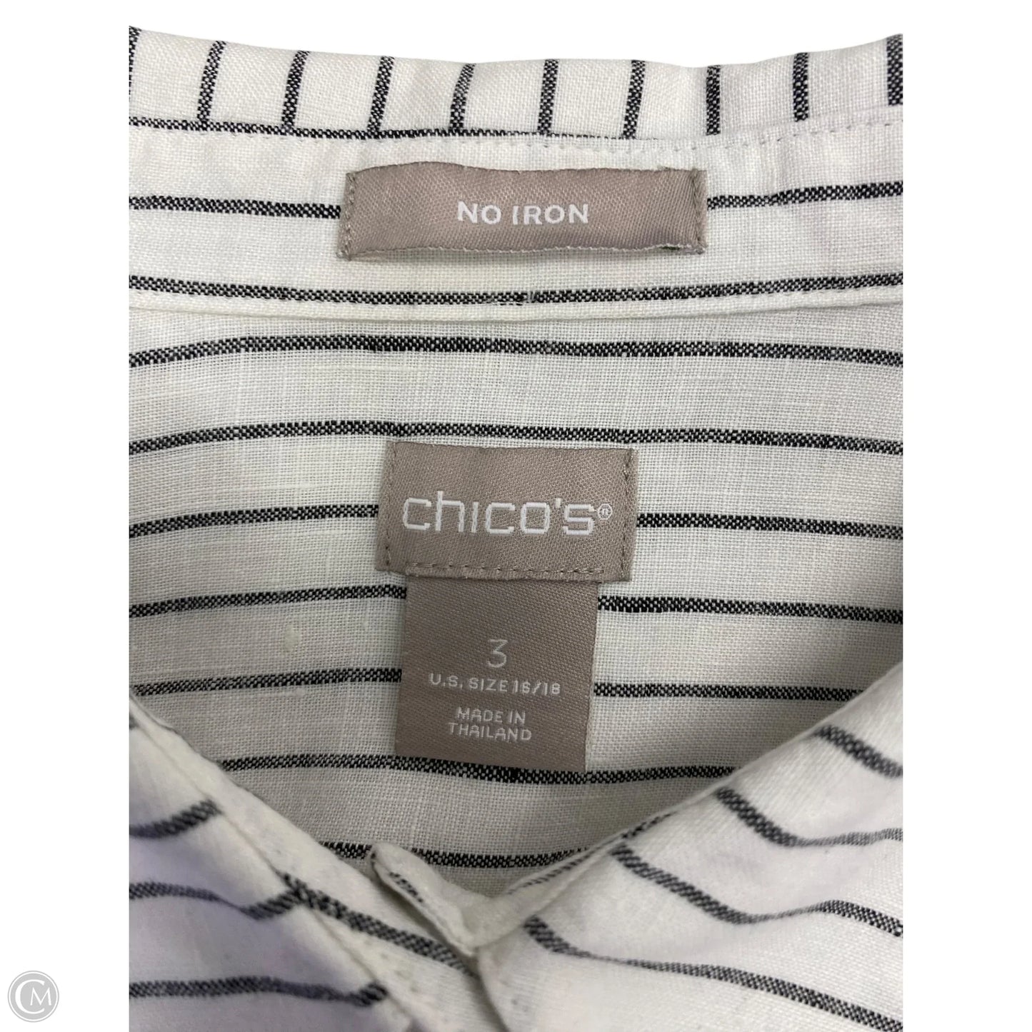 Top Long Sleeve By Chicos In Striped Pattern, Size: Xl