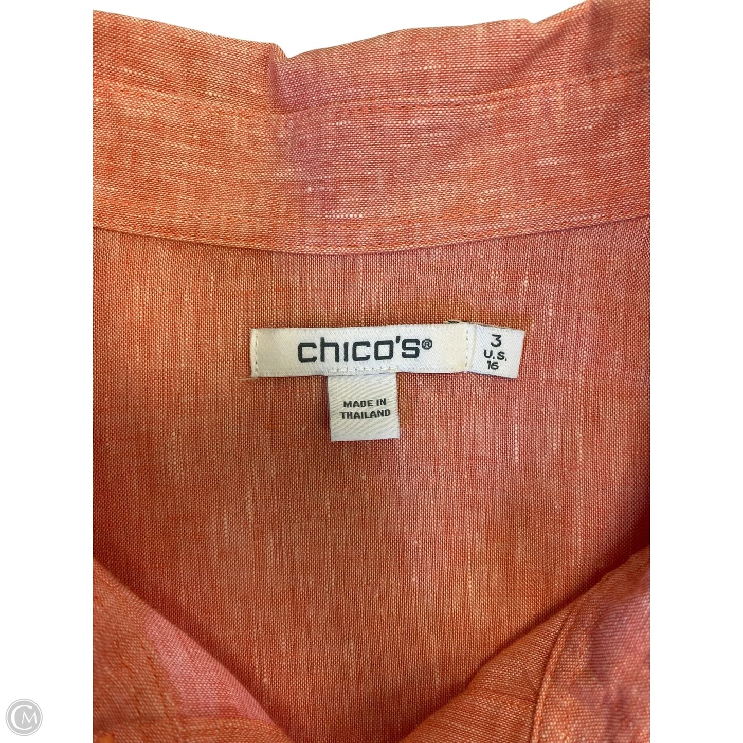 Top Long Sleeve By Chicos In Coral, Size: Xl