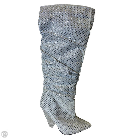 Boots Ankle Heels By Bamboo In Silver, Size: 6.5