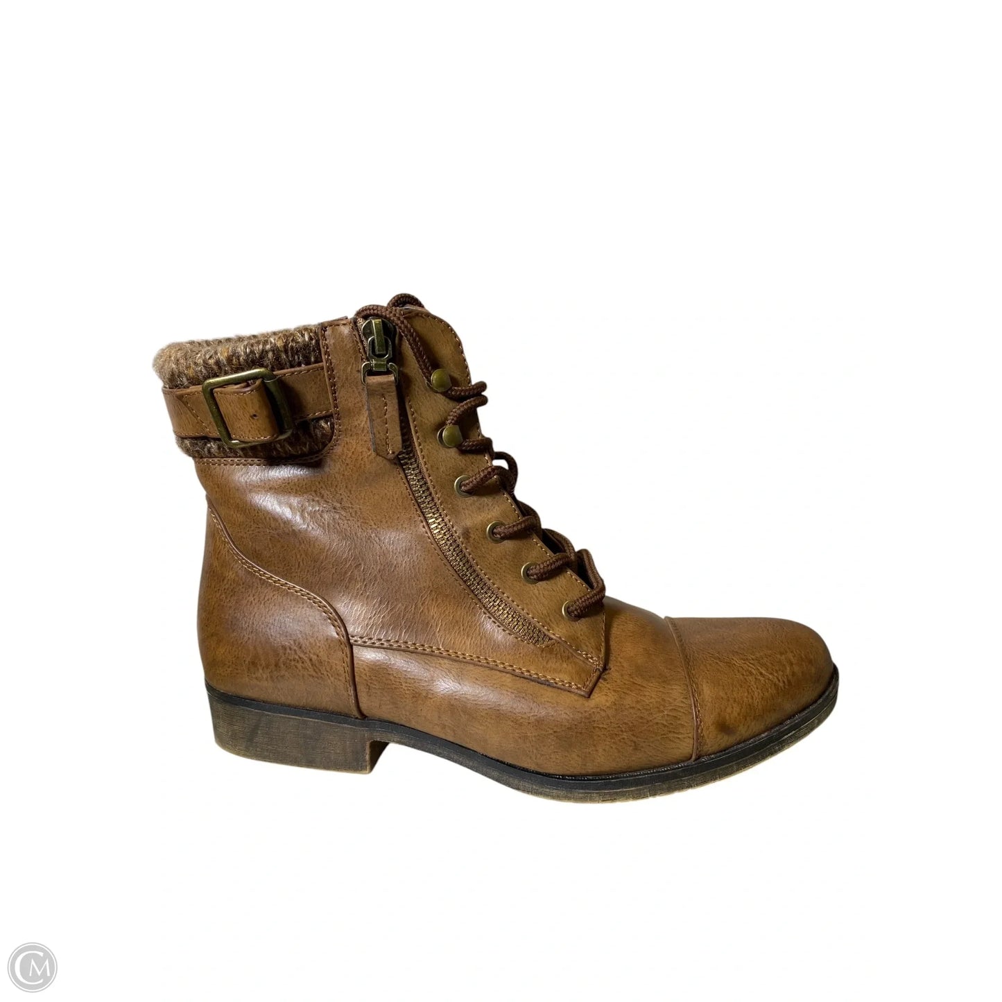 Boots Ankle Flats By So In Brown, Size: 9.5
