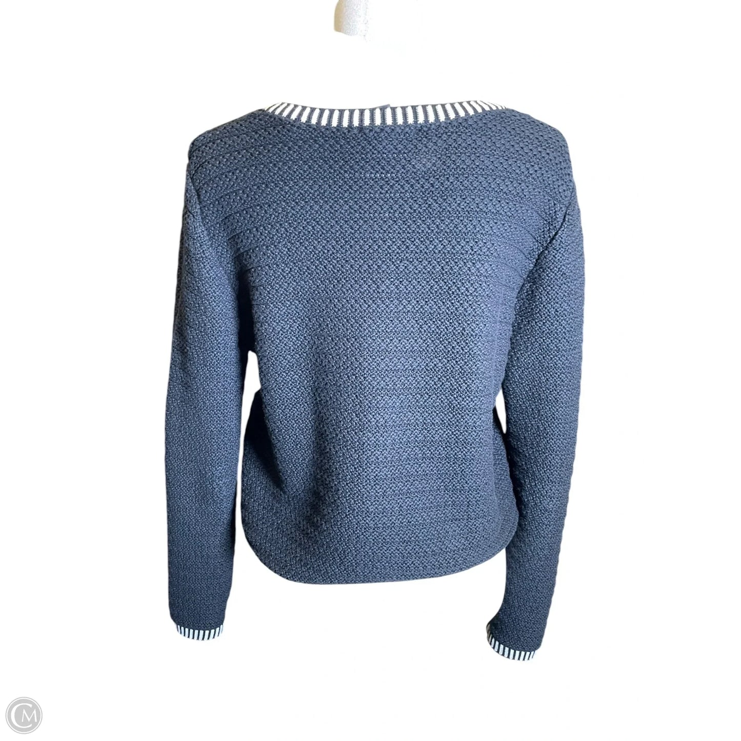 Sweater Cardigan By Ann Taylor In Black & White, Size: M