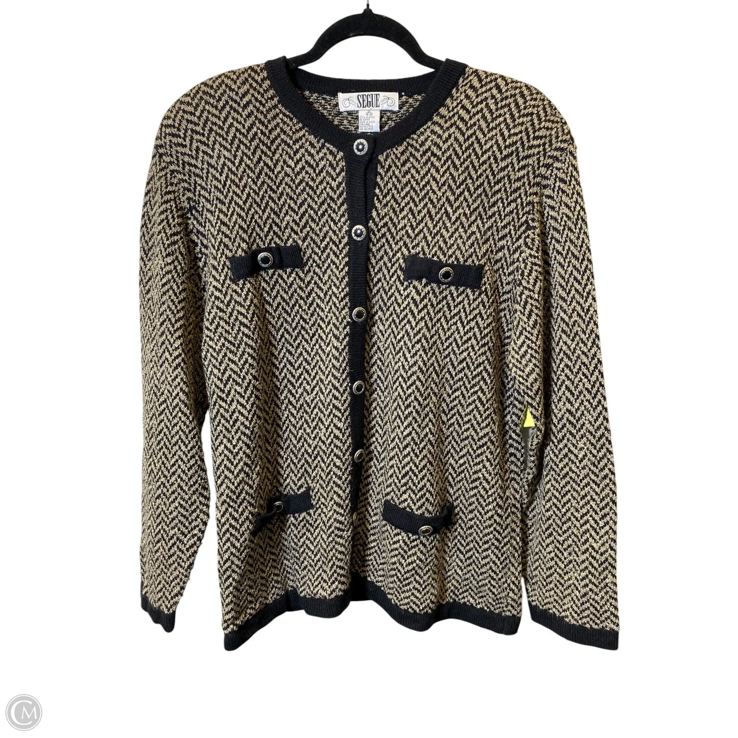 Sweater Cardigan By Clothes Mentor In Chevron Pattern, Size: 2x