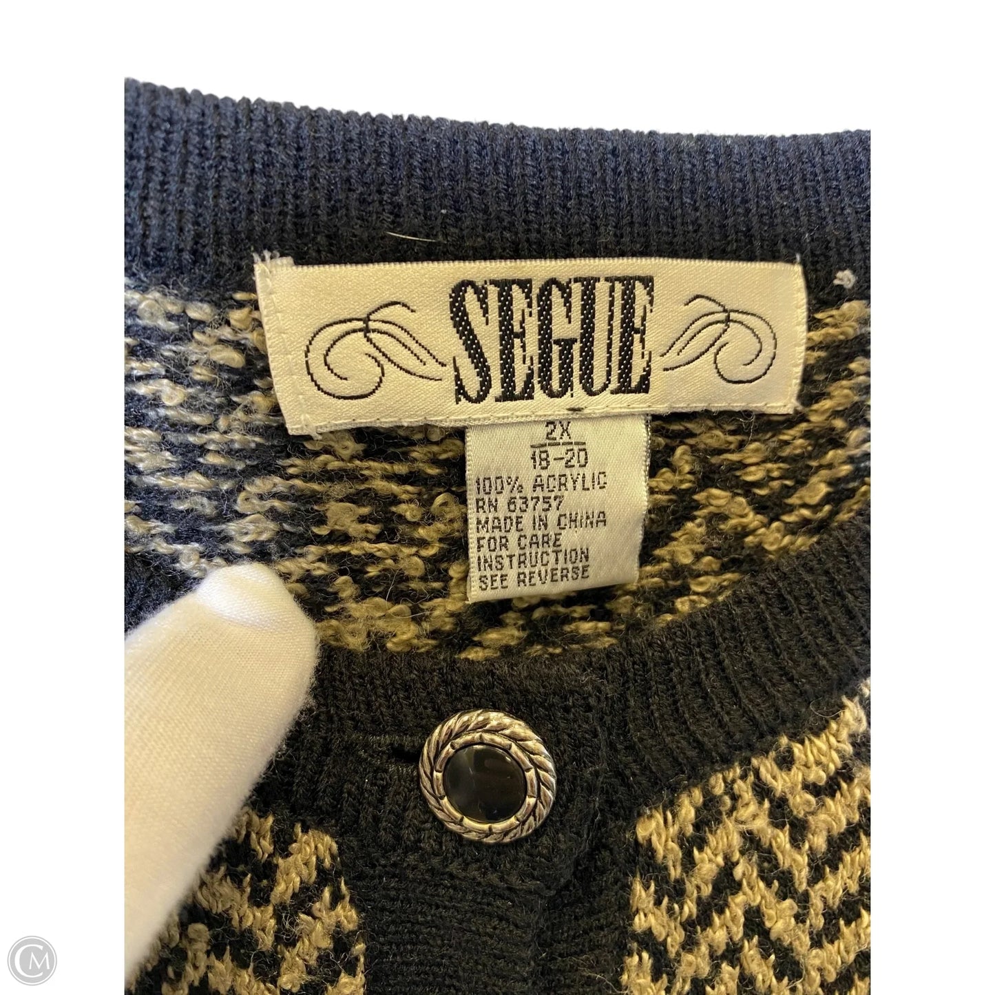 Sweater Cardigan By Clothes Mentor In Chevron Pattern, Size: 2x