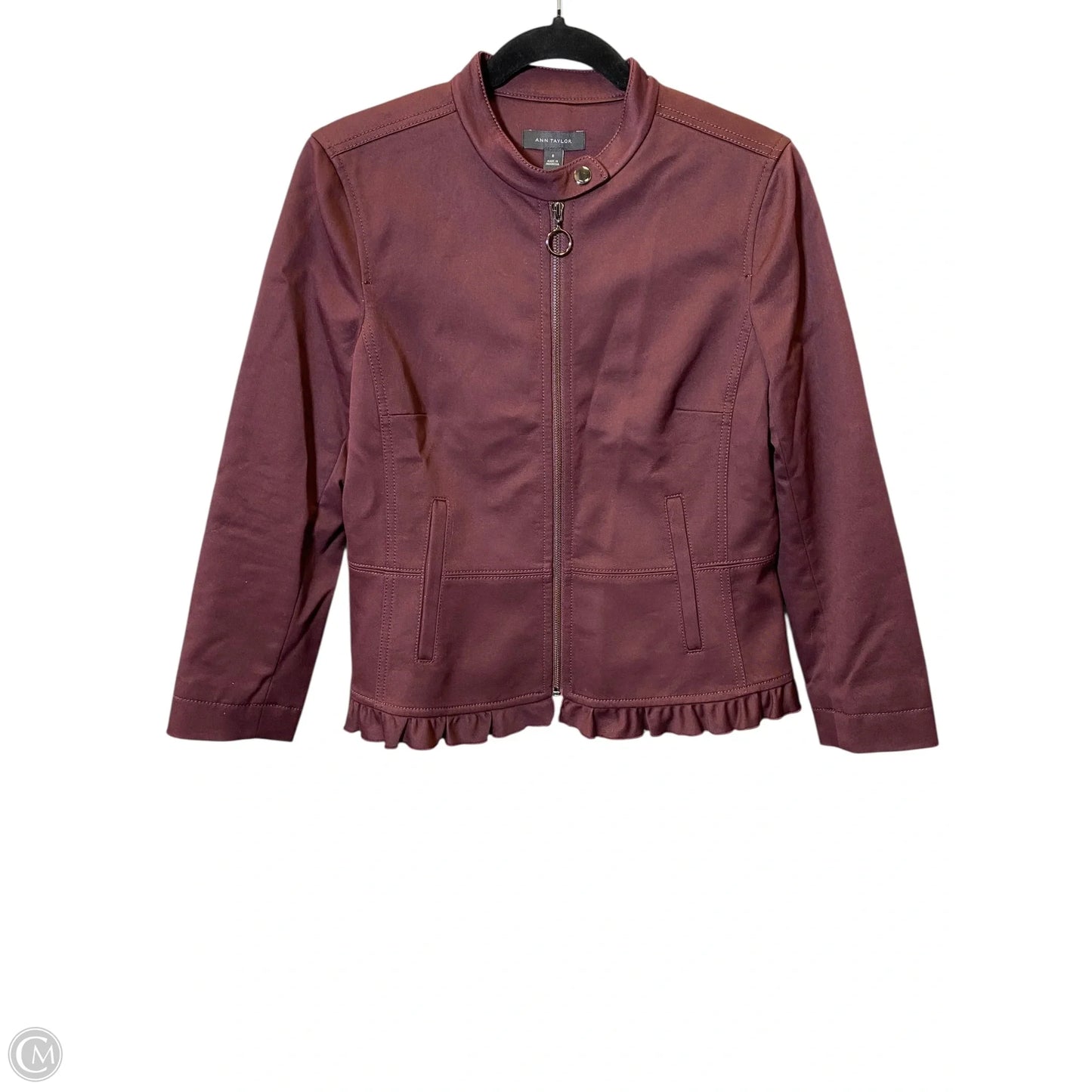 Jacket By Ann Taylor In Maroon, Size: 8