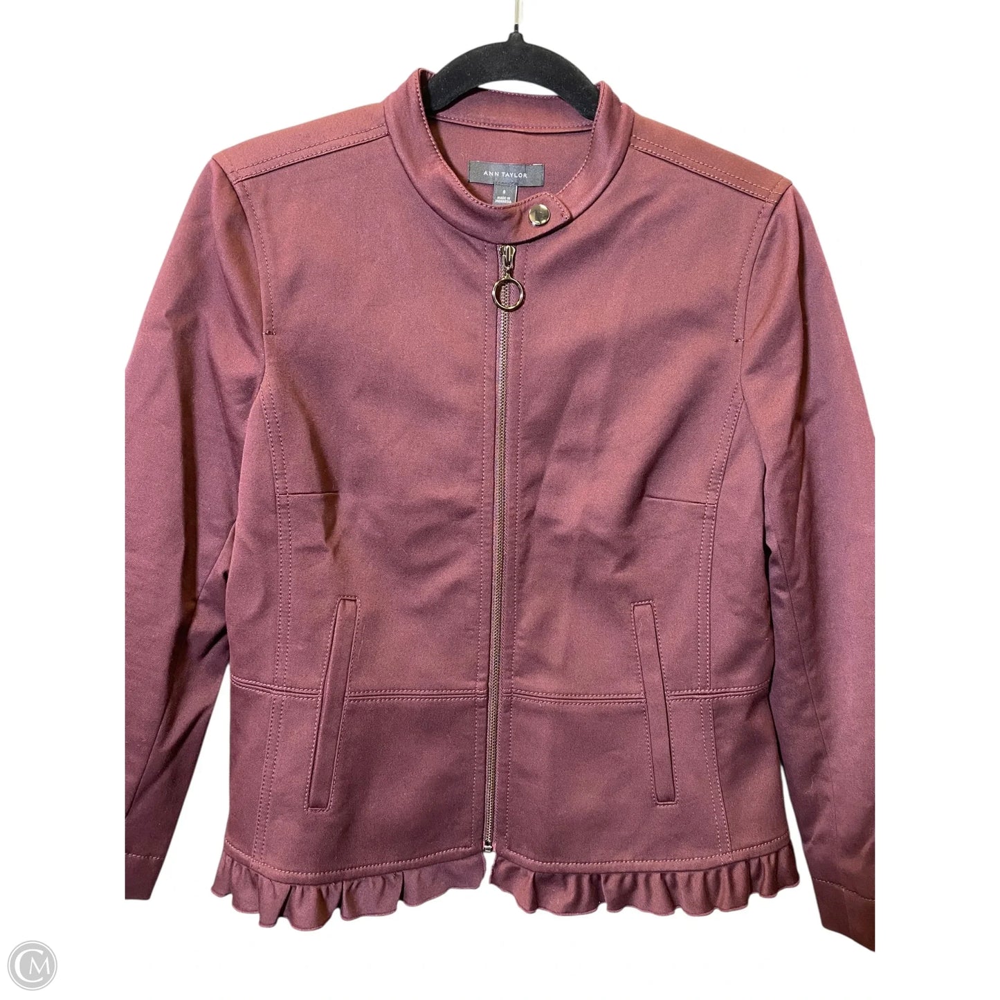 Jacket By Ann Taylor In Maroon, Size: 8