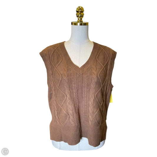 Vest Sweater By Clothes Mentor In Brown, Size: L