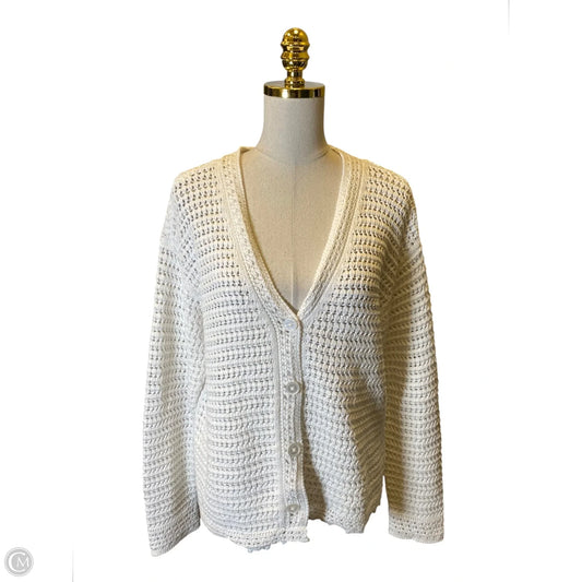 Sweater Cardigan By Talbots In White, Size: L
