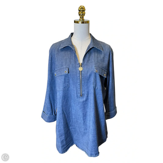 Top 3/4 Sleeve By Anne Klein In Blue, Size: Xl