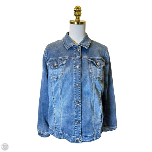 Jacket Denim By Chicos In Blue Denim, Size: Xl