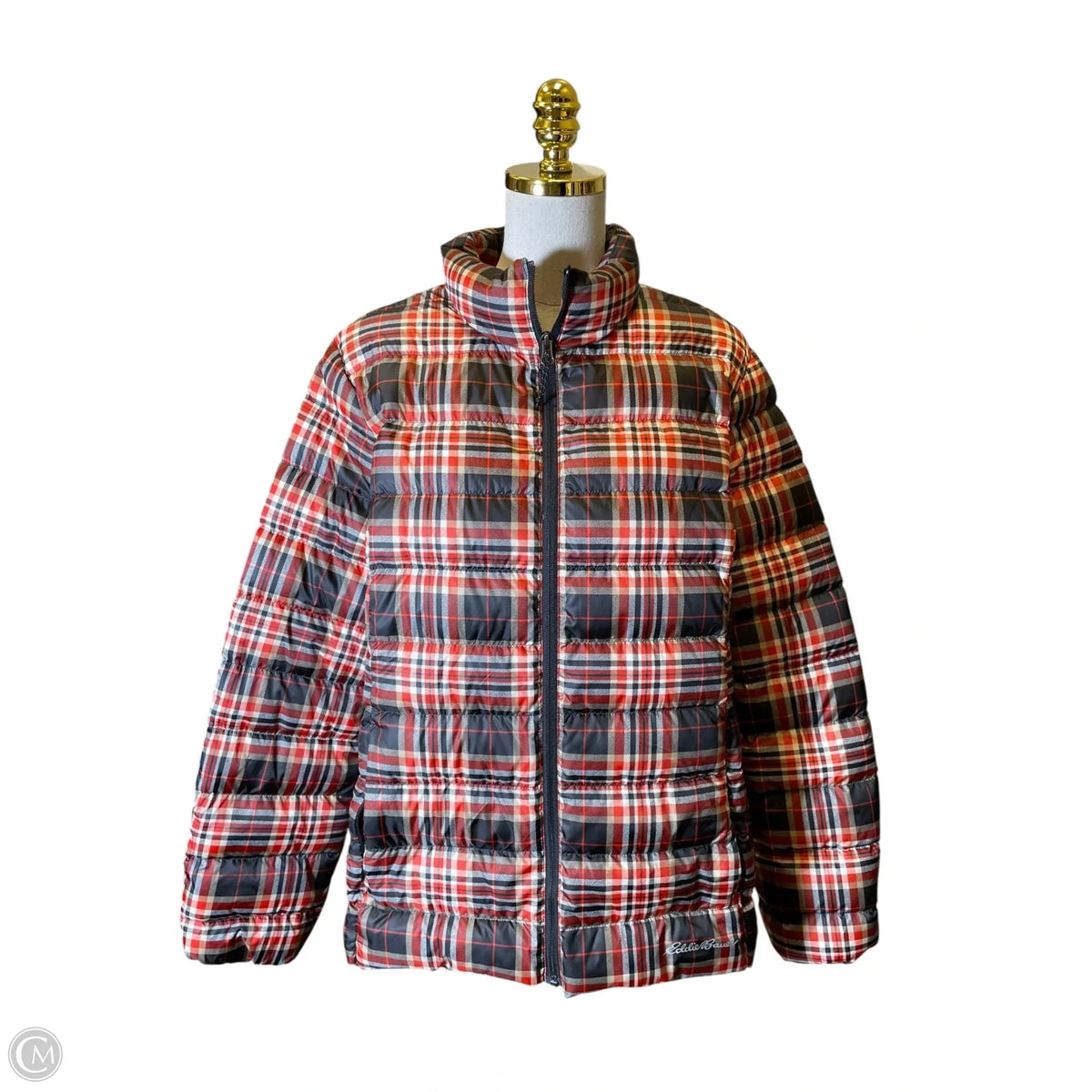 Jacket Puffer & Quilted By Eddie Bauer In Plaid Pattern, Size: 2x