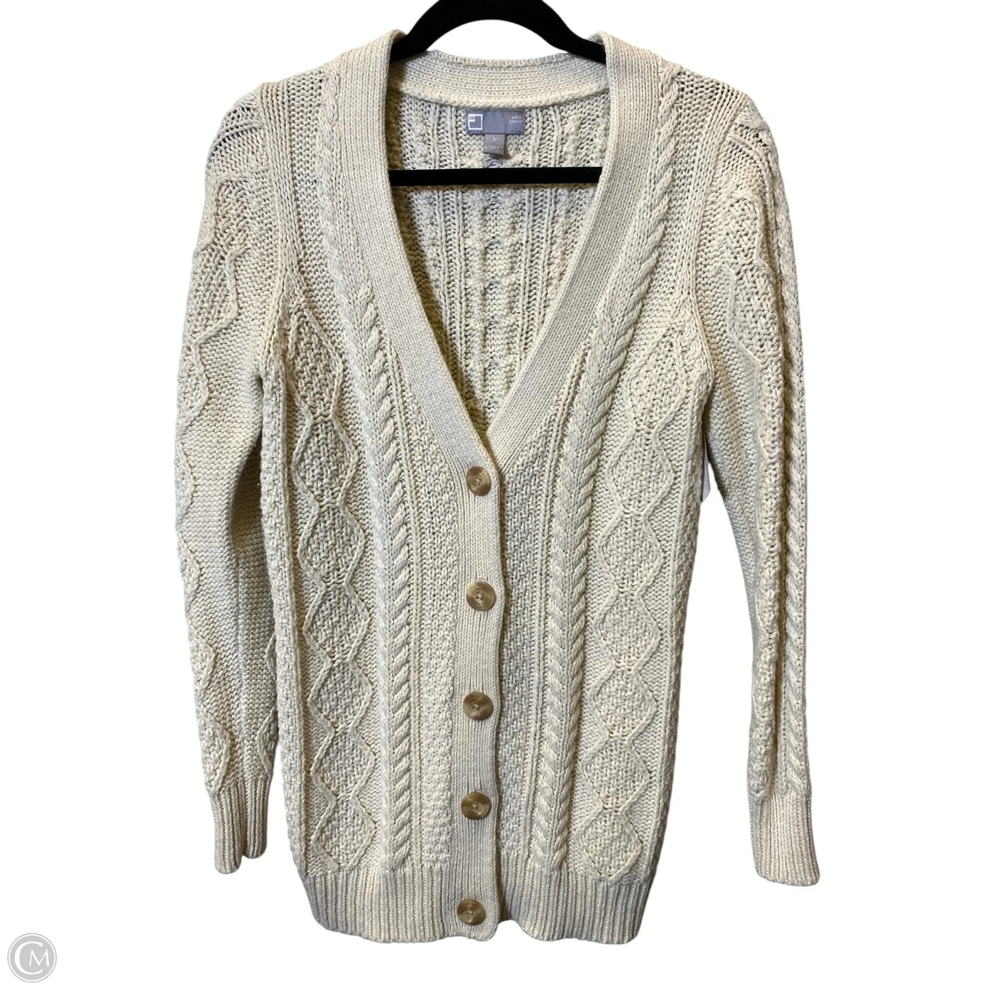 Sweater Cardigan By Jcp In Cream, Size: L