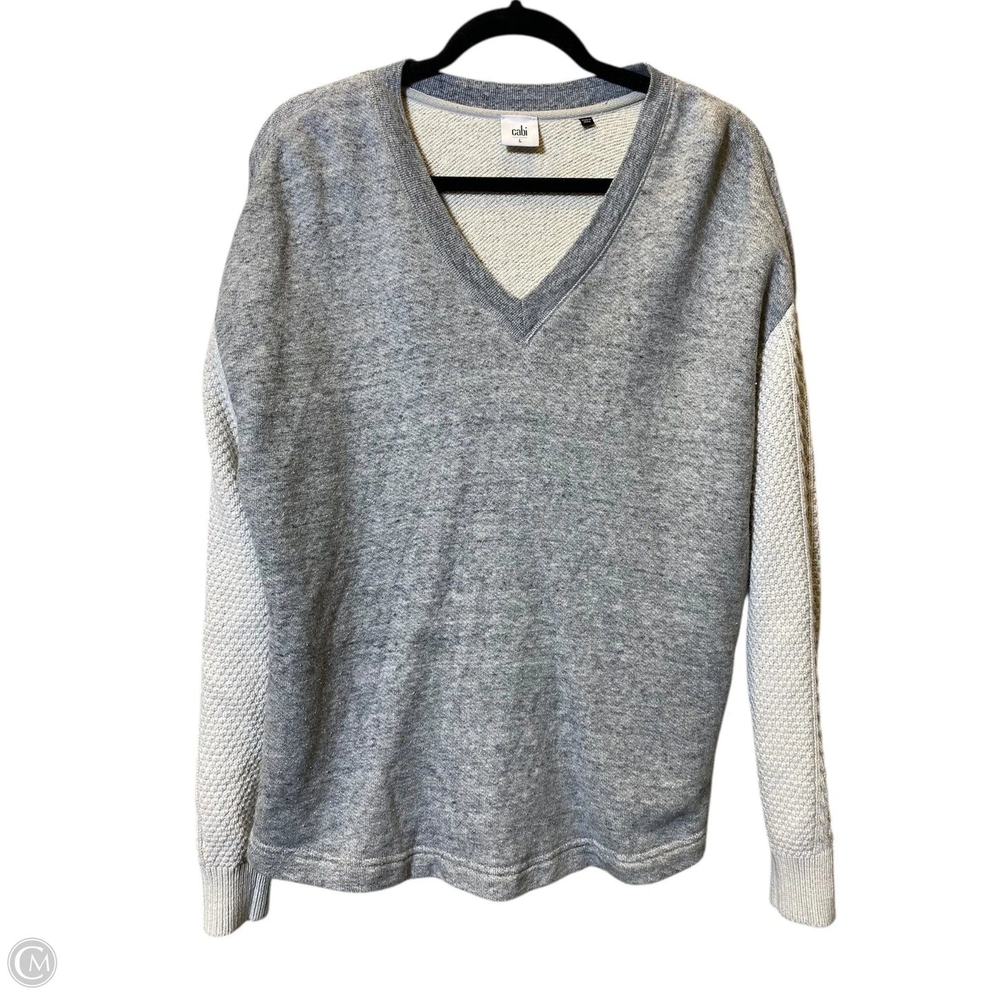 Sweater By Cabi In Cream & Grey, Size: L