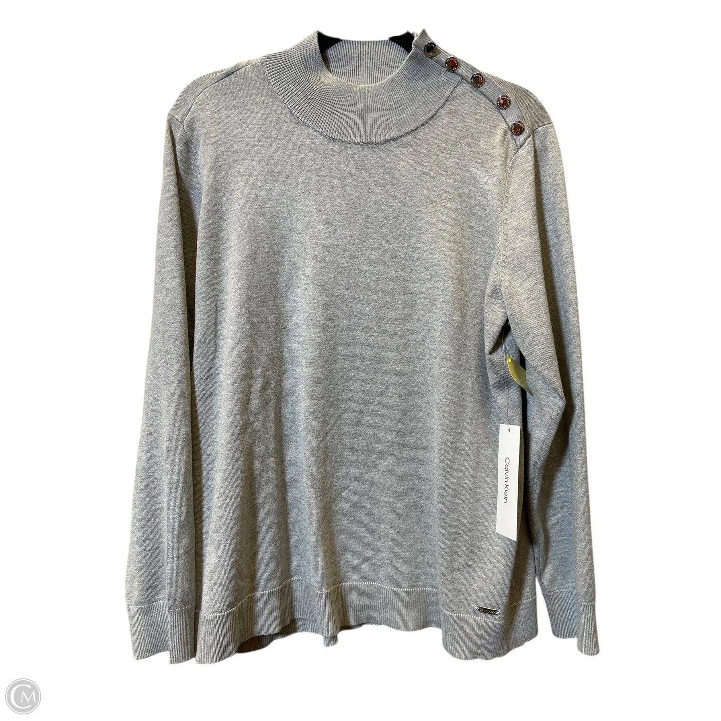 Sweater By Calvin Klein In Grey, Size: Xl