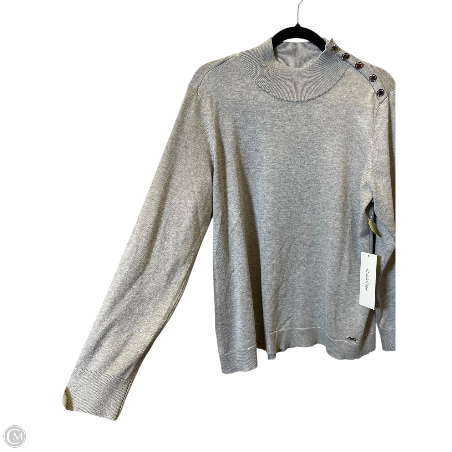 Sweater By Calvin Klein In Grey, Size: Xl
