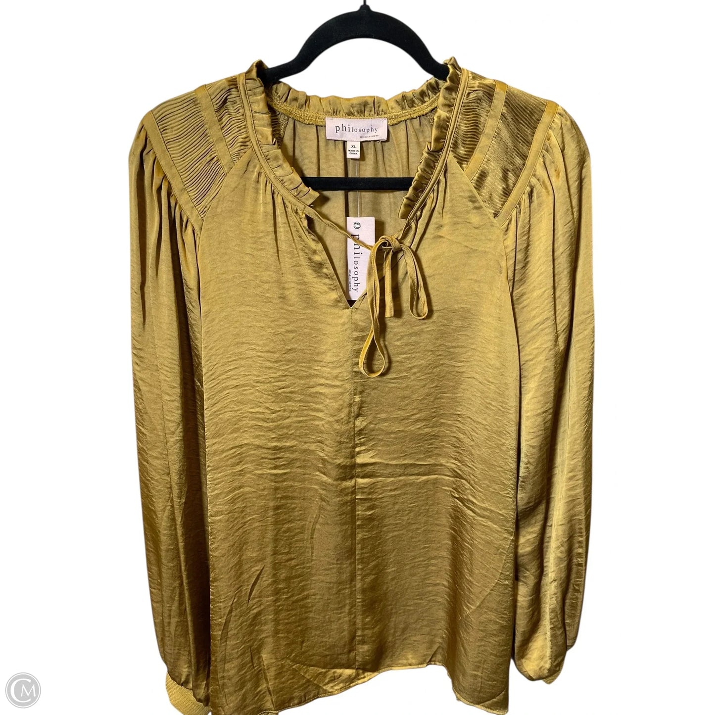 Blouse Long Sleeve By Philosophy In Yellow, Size: Xl