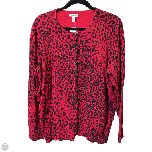 Cardigan By Croft And Barrow In Animal Print, Size: 1x