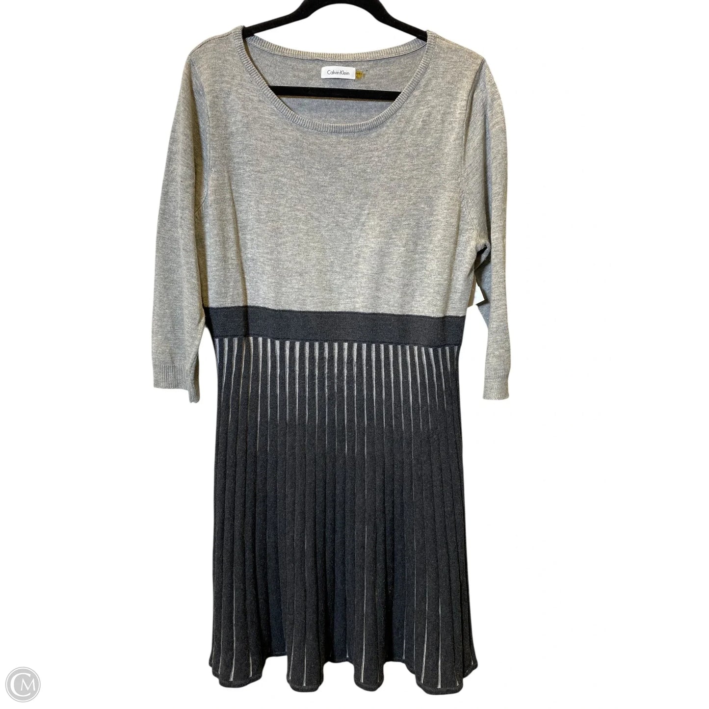 Dress Casual Midi By Calvin Klein In Grey, Size: Xl