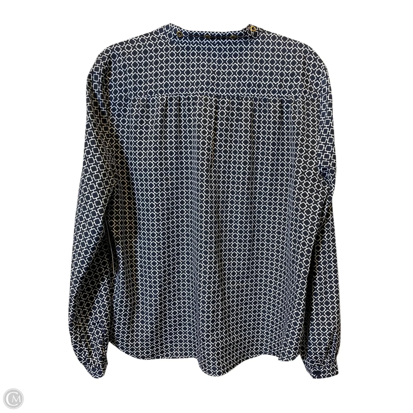 Blouse Designer By Michael Kors In Blue & White, Size: Xl