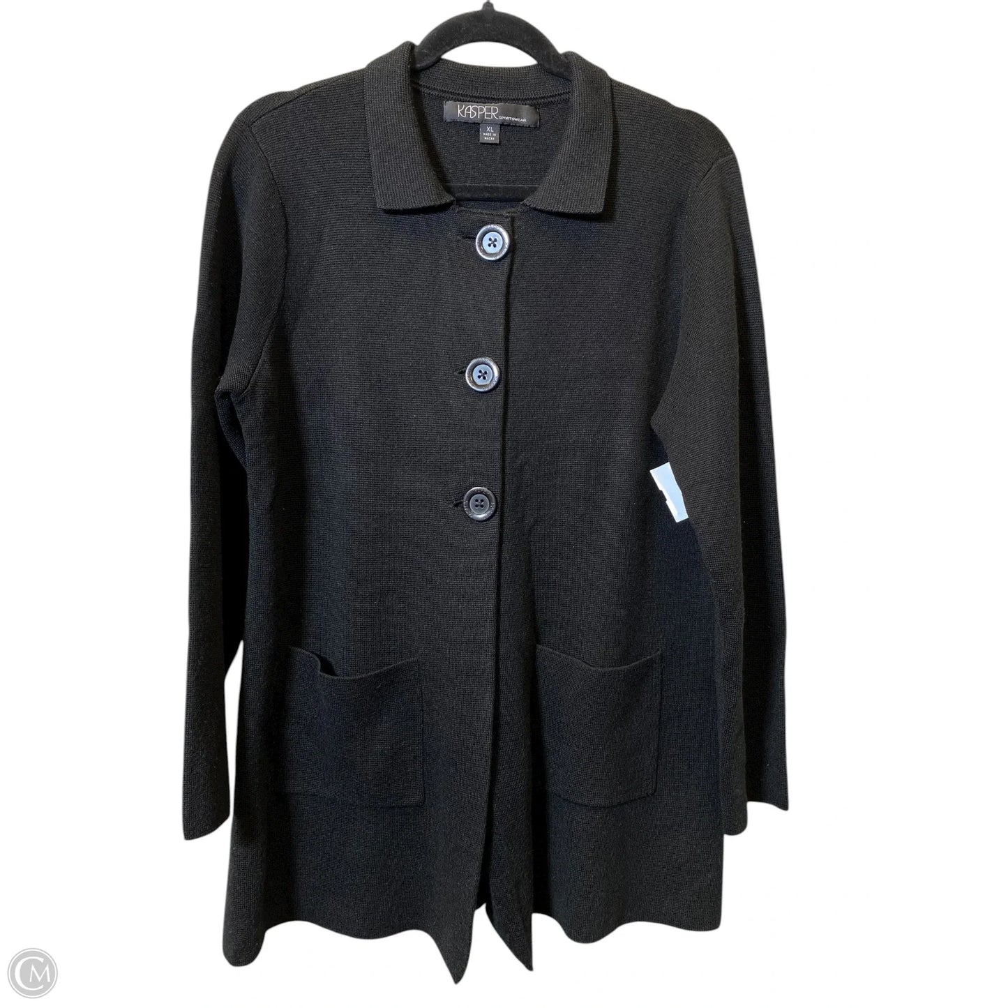 Sweater Cardigan By Kasper In Black, Size: Xl