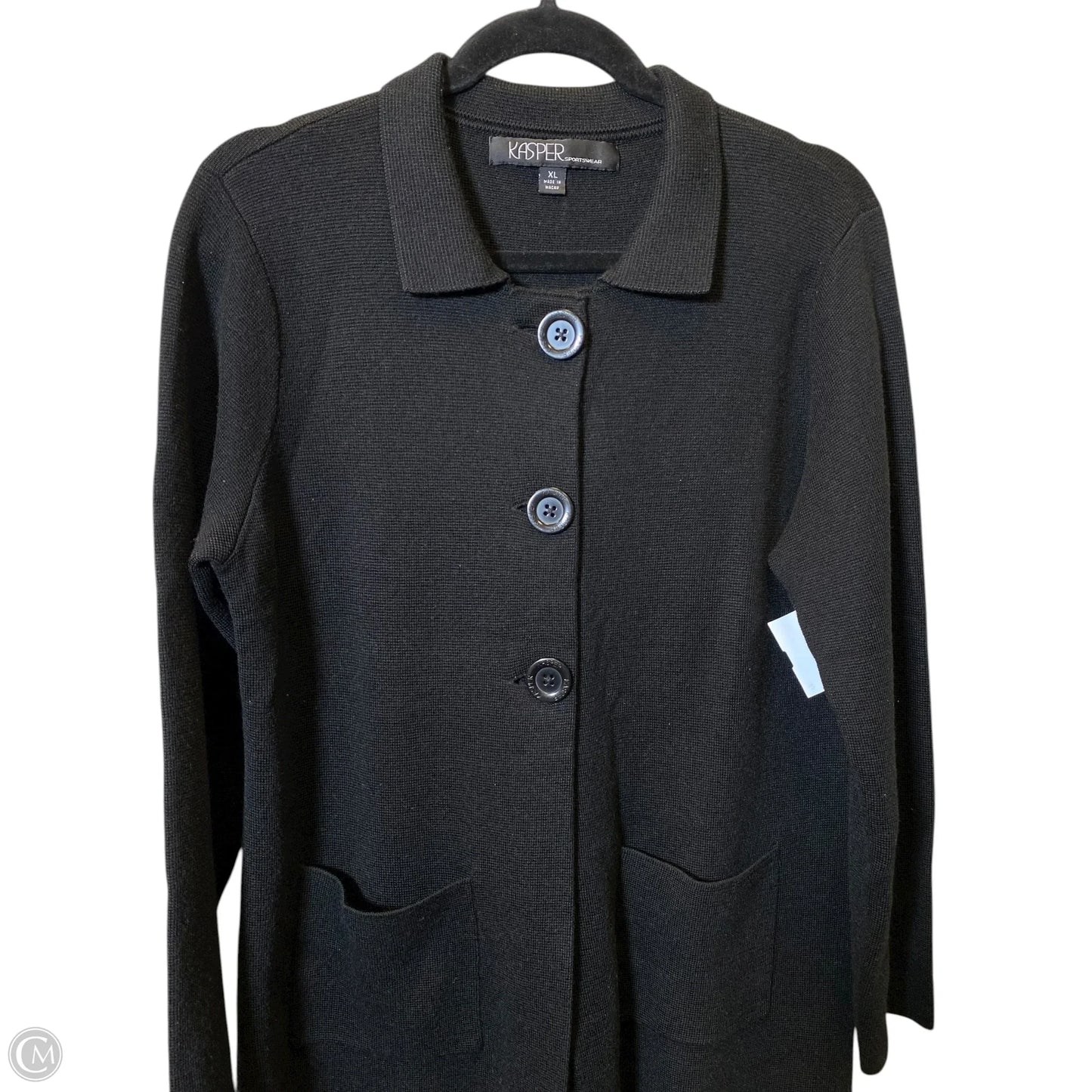 Sweater Cardigan By Kasper In Black, Size: Xl