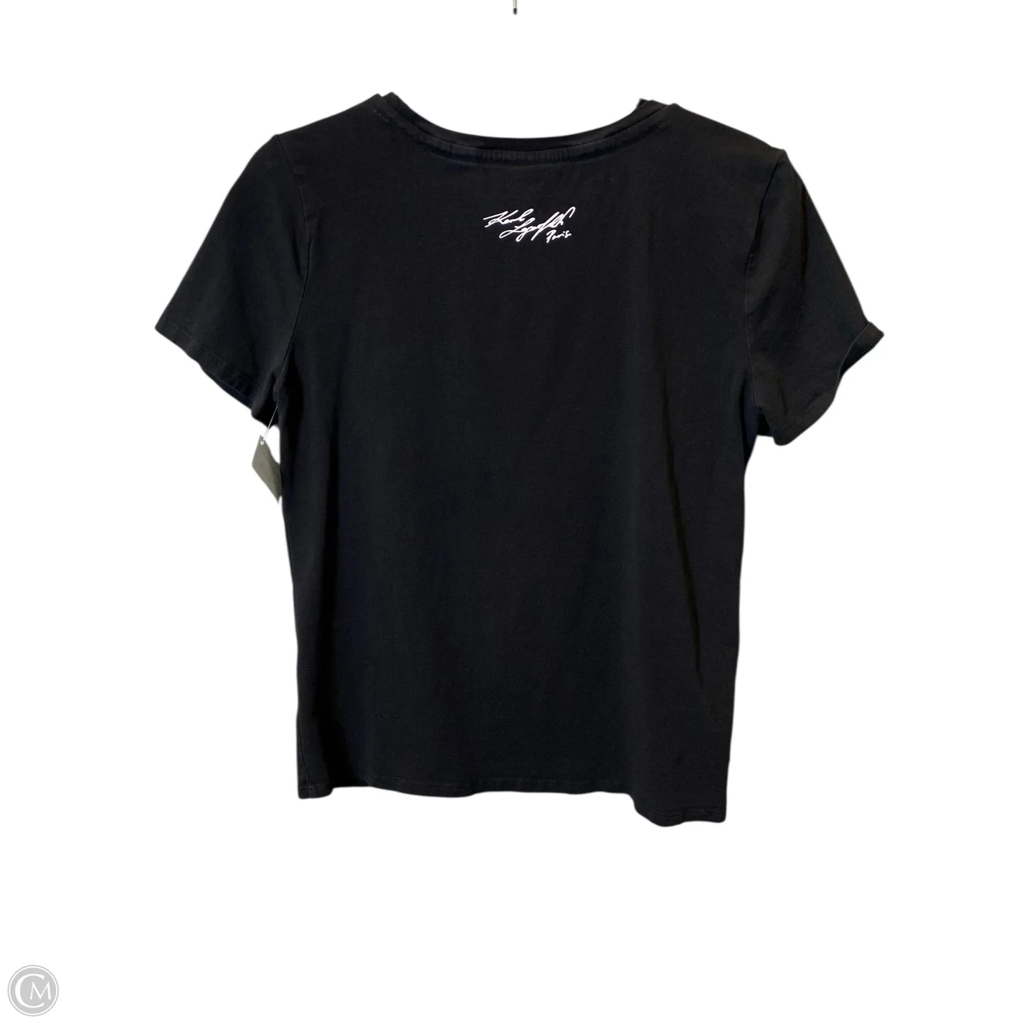 Top Short Sleeve Designer By Karl Lagerfeld In Black, Size: S