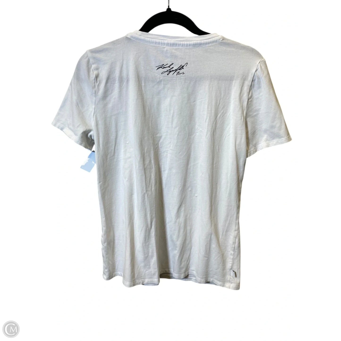 Top Short Sleeve Designer By Karl Lagerfeld In White, Size: S