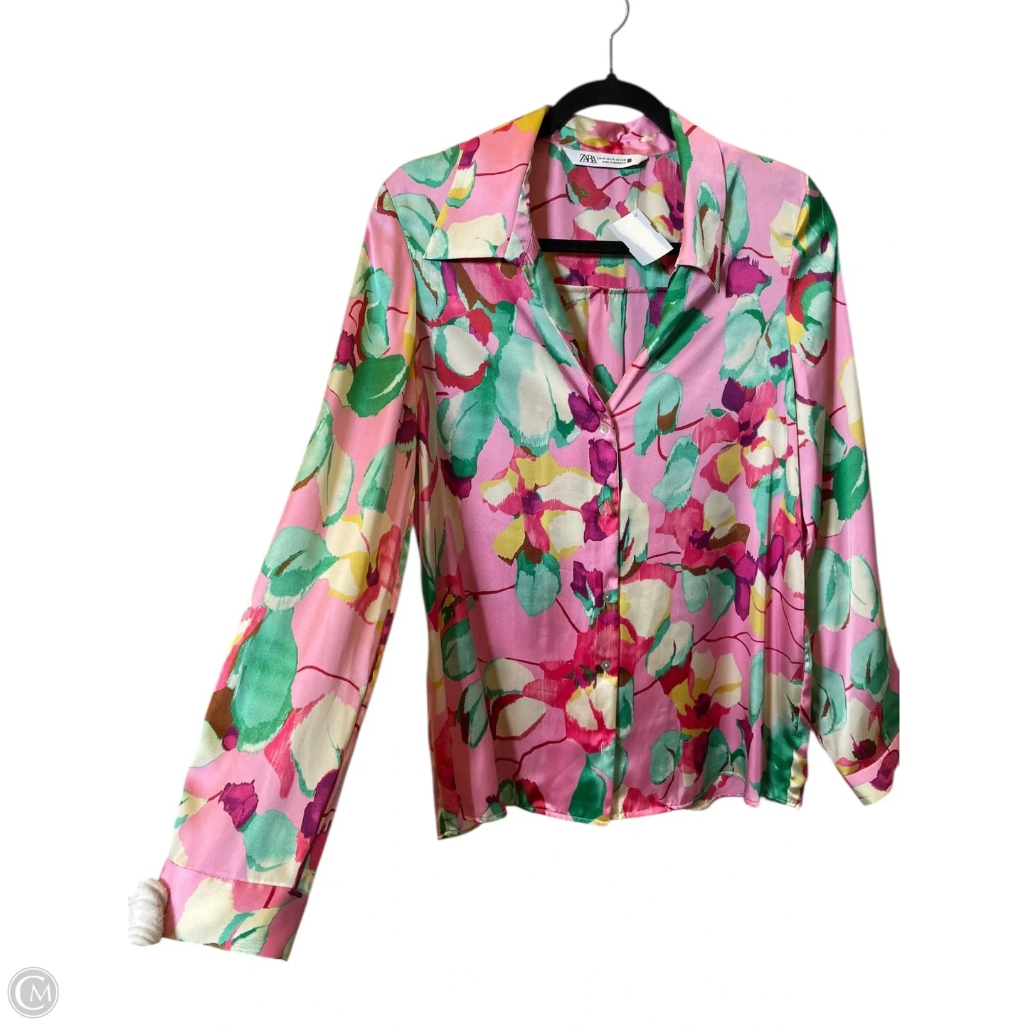 Top Long Sleeve By Zara In Multi-colored, Size: M